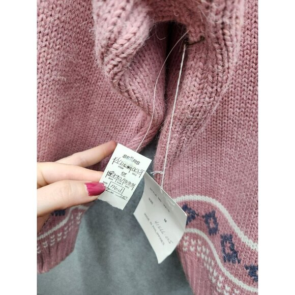 Vintage Gina Peters Pink Sweater Geometric Nordic Pattern Acrylic/Nylon Womens M - Picture 7 of 7